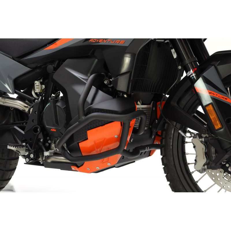 Protector de carter trail aluminio negro con lateral naranja CROSSPRO KTM 890 Adventure 2023-2024