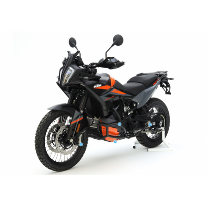 Protector de carter trail aluminio negro con lateral naranja CROSSPRO KTM 890 Adventure 2023-2024